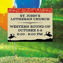Discount 😉 Personalized Church Western Event Yard Sign 😉