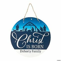 Cheap ❤️ Personalized Nativity Christ is Born Door Sign 🔔
