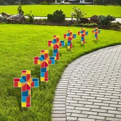 Outlet 🧨 Bright Cross Sidewalk Yard Stakes - 6 Pc. 👏