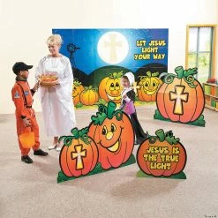 Hot Sale 🔔 Christian Pumpkin Backdrop Banner 🧛 Halloween Decoration - 3 Pc. 🎁 -Party Decorations Shop christian pumpkin backdrop banner halloween decoration 3 pc 13772739 a02