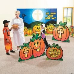 Cheap 🧨 Christian Pumpkin Cardboard Stand-Ups - 3 Pc. 😀 -Party Decorations Shop christian pumpkin cardboard stand ups 3 pc 13743121 a01
