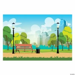 Budget 🛒 City Park Scene Backdrop - 3 Pc. 🎁