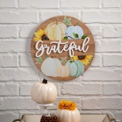 Discount 🌟 Fall Pumpkins Grateful Wall Sign 😀
