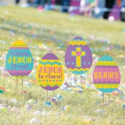 Budget 🤩 Religious Easter Egg Hunt Yard Signs - 4 Pc. 🧨