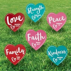 Wholesale 🛒 Religious Heart-Shaped Yard Signs – 6 Pc. 🎁