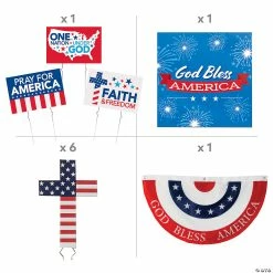 Outlet 🎁 Religious Patriotic Outdoor Decorations Kit - 11 Pc. 💯 -Party Decorations Shop religious patriotic outdoor decorations kit 11 pc 14123324 a01
