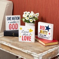 Promo ⭐ Religious Patriotic Tabletop Signs – 3 Pc. 🔥
