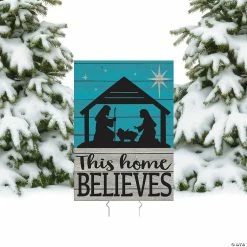 Discount ✔️ This Home Believes Nativity Yard Sign 🎁